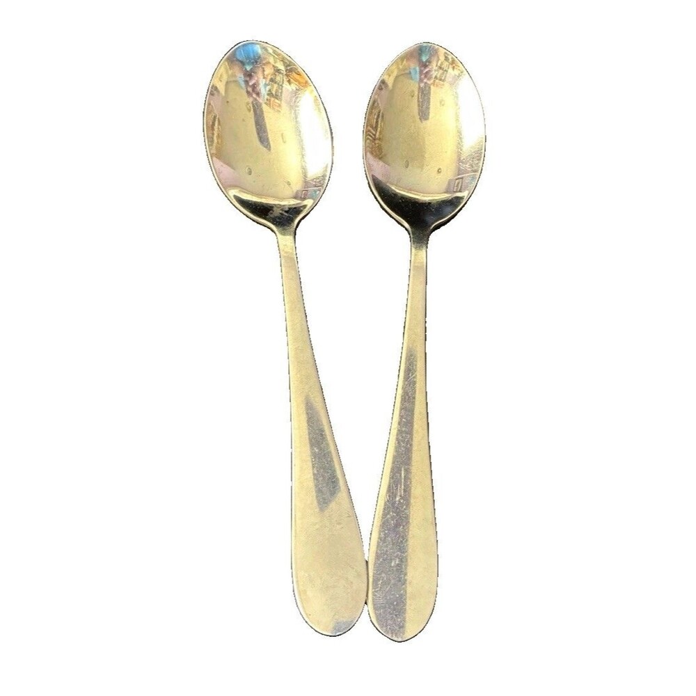 Set of 2 Wallace Bentley Stainless Steel Teaspoons, Silver Solid Handle